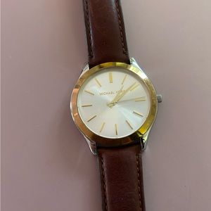 Michael Kors watch with brown leather band